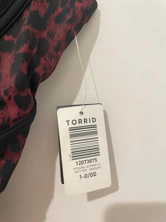 torrid Burgundy Leopard Slim Fix Underwire Piping One Piece Swimsuit 1x d/dd nwt - Picture 6 of 8